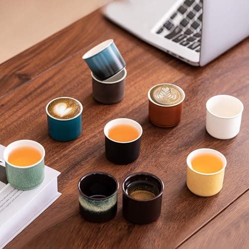 RISTEASO Espresso Cups Set of 2, Ceramic Espresso Cups, Expresso Shots Cups, 2.5oz Tea Cups, Demitasse Cups (2, magic outside) 6