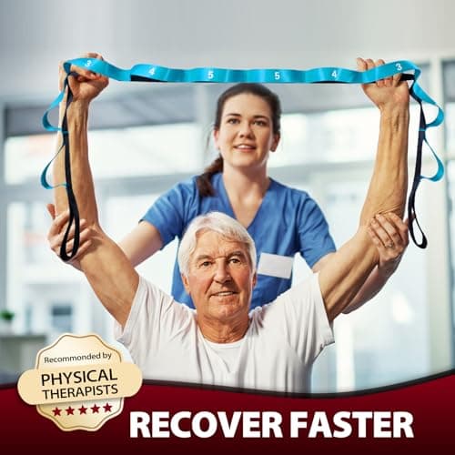 Acozycoo Stretching Strap with 10 Loops-Yoga Strap for Physical Therapy,Home Workout,Pilate & Flexibility Training,Non Elastic Exercise Stretch Band for Hamstring,Leg Stretcher Belt,Flexibility Fascia (Blue) 5