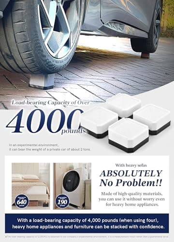 EclatBain Bed Risers Furniture Risers Heavy-Duty Rectangular Adjustable Block Lift to 3 inches and 4.3 inches Desk, Sofa, Chair Legs, Refrigerator, Washing Machine Support up to 4000 pounds 6