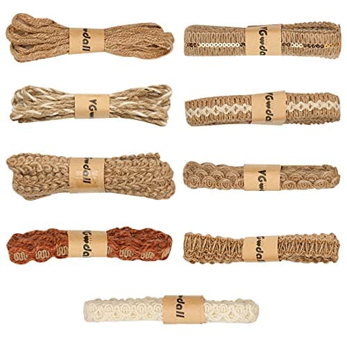 VGOODALL 9 Rolls Jute Ribbons Lace Craft Ribbon 18 Meters for Crafts Wraping Gifts Party Holiday and Rustic Wedding Decorations 8