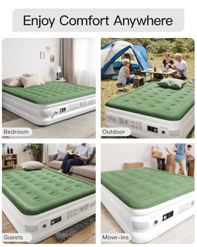 Zearna Full Size Air Mattress with Built in Pump, 18" Raised Comfort Air Bed, Upgraded Flocked Top Blow up Mattress with Carrying Bag, Inflatable Mattress for Guests & Home, AirBed, 650 lbs Max 5