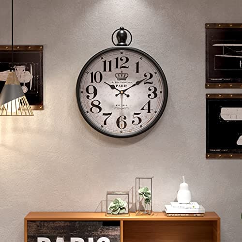 Menterry Retro Round Wall Clock. Black Vintage Antique Style Decor Wall Clocks for Kitchen,Farmhouse,Bedroom,Bathroom,Office, (11.8" H x 9.3" W) 7
