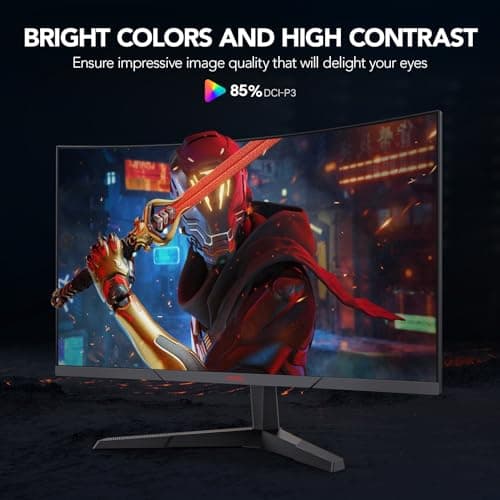 KOORUI Gaming Monitor, QHD 2560P Computer Monitor, 144Hz 27 Inch Monitor (1ms, 1800R Curved VA Panel, DP1.2+HDMI*2, AdaptiveSync, Narrow Bezel with Ultra-Thin), Tilt Adjustable,Eye Care 6