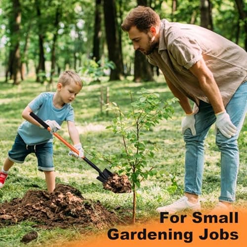 Small Shovel for Digging with 43.3 Inches Metal Handle Garden Tools, Small Transfer Shovel for Gardening Digging Camping Farming and Outdoors, Orange 7