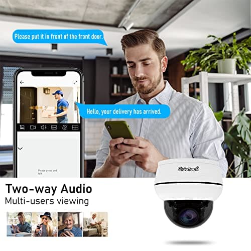 JideTech Outdoor 4K PTZ POE Camera, 8MP IP Dome Camera with 5X Optical Zoom, IR Night Vision Human/Motion Detection, Built in 2-Way Audio, Pan/Tilt, SD Card Slot 5
