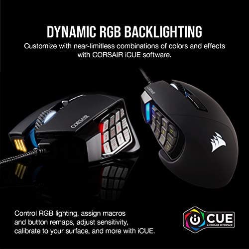 Corsair Scimitar RGB Elite Wired MOBA/MMO Gaming Mouse – 18,000 DPI – 17 Programmable Buttons – iCUE Compatible – PC, Mac, PS5, PS4, Xbox – Black 7