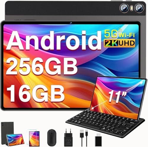 SEBBE 2026 Tablet 11 Inch Android, Gemini AI Screen 2K, 16GB RAM +256G + 2TB TF, 10000mAh, 2.0 GHz Octa-Core,Widevine L1,8 MP + 20 MP+2 MP,2000 * 1200 Pixels, Metal Cover with Mouse Keyboard Brown