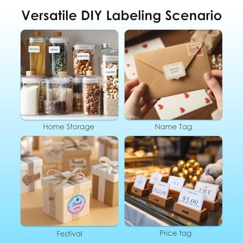 KNAON Bluetooth Label Maker Machine with Tape, Y50P Portable Thermal Sticker Maker for Home Office, Small Bussiness & School – Logo Stickers Printer – Includes 230 Labels, Black 6