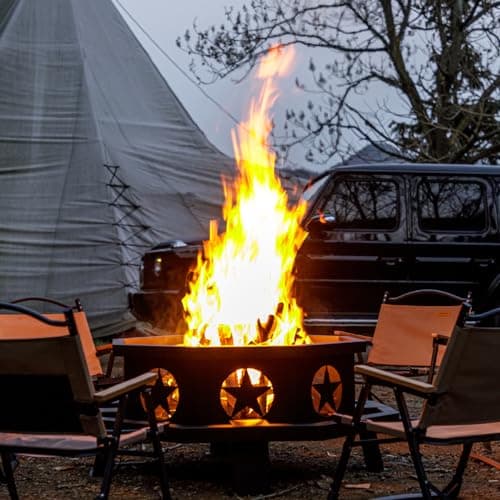 Panovue 42 inch Fire Pit for Outside, Heavy Duty Wood Burning Fire Pits with Fire Poker, Outdoor Octagonal Firepit for Camping, Yard, Patio 8