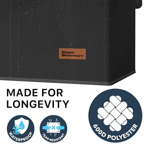 Simple Houseware Double Laundry Hamper with Lid and Removable Bags, Black 5