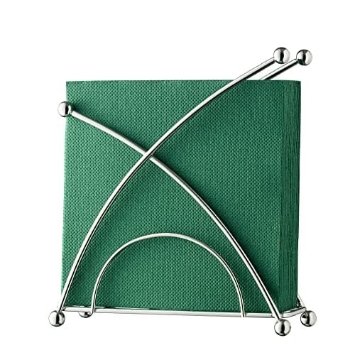 Stainless steel napkin holder, weighted napkin dispenser, countertop napkin organizer, paper napkins holder, kitchen essentials, no-flip napkin stand, Chrome