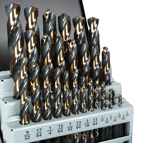 Yougfin 29PCS High Speed Steel Drill Bits Metal Set with Black and Gold Finish 1/16"-1/2" M2 Drill Bits with Index Case for Wood Plastic Low Alloy Steel and Metal