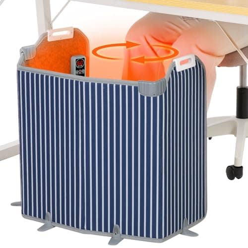 Under Desk Heater for Office, Foldable Under Desk Foot Warmer with 12H Timer & 8 Heat Levels, Portable Space Heater for Leg, Foot and Ankle, Safe & Quiet Anti-tilt Surrounding Panel Heater, Blue
