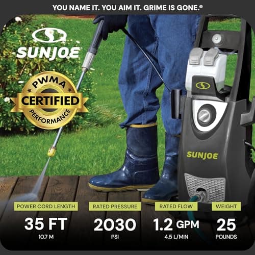 Sun Joe Electric Pressure Power Washer, Heavy-Duty 2500 Max PSI (2030 PSI PWMA Rated), Cleaning Machine for Patios, Decks, & Sidewalks, Safety First GFCI Power Cord, w/Dual Soap Tanks, SPX3000 5