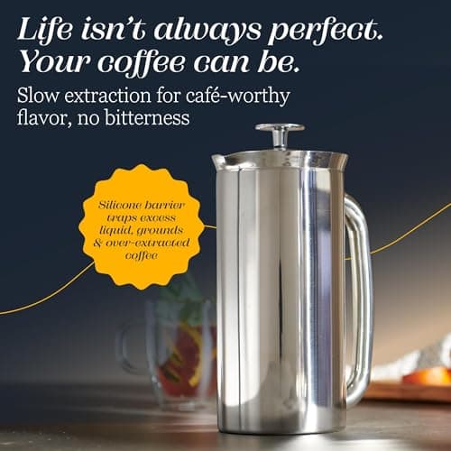 ESPRO P7 Polished French Press Stainless Steel 304 – Patented Double Walled Micro-Filter Insulated French Press Coffee Maker, Grit-Free Brew - Heat Resistant BPA Free (18oz) 5