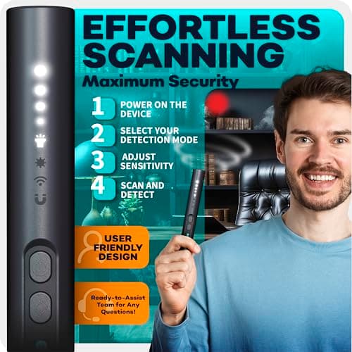 TensaOne Hidden Camera Detectors – Mini Security Device for Audio Video Wireless Threats, Hotel Safety, Home Privacy and GPS Tracker Detection, Pen RF Spy Cam Voice Recorder Bug Finder for Travelers 5