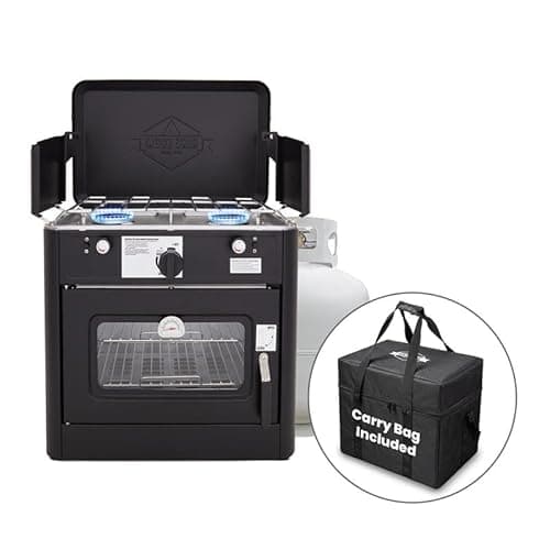 Hike Crew Outdoor Gas Camping Oven w/Carry Bag | CSA Approved Portable Propane-Powered 2-Burner Stove & Auto Ignition, Overheat Safety Shutoff, Built-In Thermometer Hose Regulator Included 7