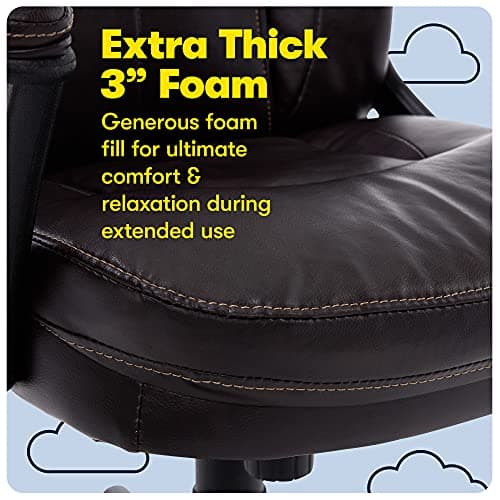 Serta Manager Office Chair, Ergonomic Computer Chair with Layered Body Pillows, Contoured Lumbar Zone, Faux Leather, Roasted Chestnut Brown 9