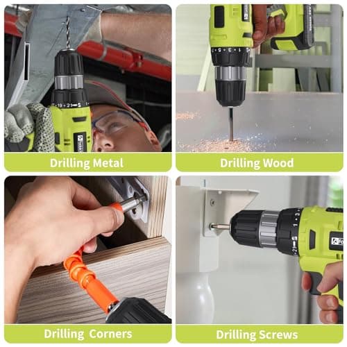 FADAKWALT Cordless Drill Set, 20V Electric Power Drill with Battery And Charger, Torque 30N, 21+1 Torque Setting, 3/8-Inch Keyless Chuck, Drill Driver Bits Kit, with LED 5