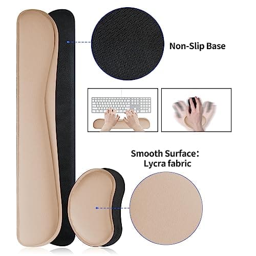 Bloss Leather Desk Pad and Keyboard Wrist Rest, Large Mouse Pad + Keyboard Pad+Mouse Wrist Support, Non-Slip Desk Mat Protector for Office, Home(31.5×15.7 Inches,Beige) 5