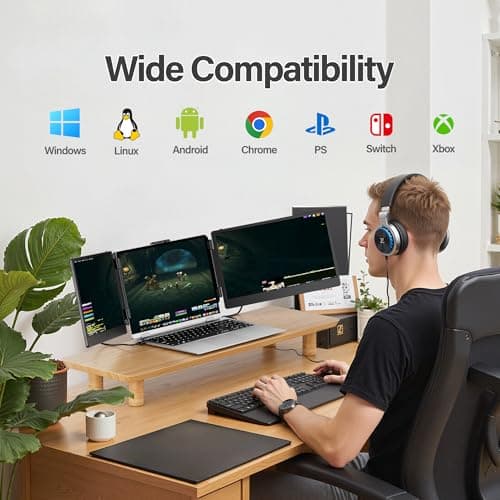 CIDETTY Laptop Screen Extender, 14'' FHD 1080P IPS Ultra-Thin Dual/Triple Monitor Display, HDMI/USB-C Plug-Play Portable Monitor for Laptop, Built-in Speakers(Mac, Win, Android) 8