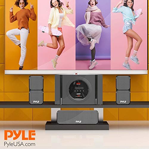Pyle 5.1 Channel Home Theater Speaker System - 300W Bluetooth Surround Sound Audio Stereo Power Receiver Box Set w/ Built-in Subwoofer, 5 Speakers, Remote, FM Radio, RCA - PT589BT,Black 6