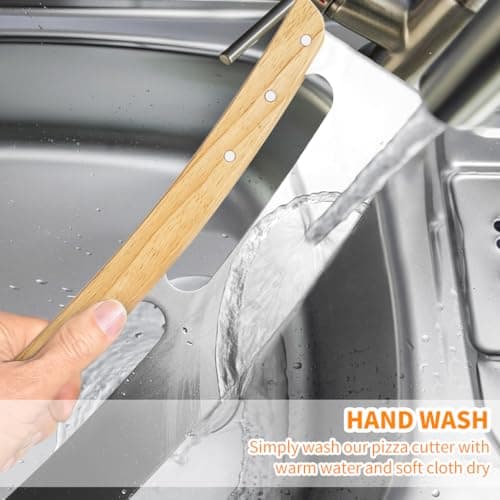 ALLTOP Pizza Cutter Rocker - High Performance Stainless Steel Slicer Blade with One-Piece Wooden Handle - Efficient and Durable Pizza Accessory - Perfect Kitchen Tool for Home Cooking and Restaurant 6