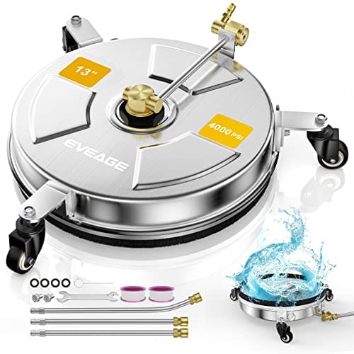 EVEAGE 13" Surface Cleaner & Undercarriage Pressure Washer Attachment, 2-in-1 Reversible Pressure Washer Surface Cleaner with Wheels,Portable for Deck Sidewalk Porch, Power Washer Accessories 4000PSI