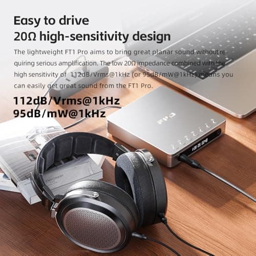 FiiO FT1 Pro Open-Back Planar Magnetic Wired Hi-Fi Headphones for Home, Studio, Recording, High Sensitivity (Black) 7