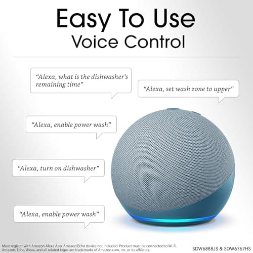 SHARP SDW6767HS Smart Dishwasher Works with Alexa. Includes LED Interior lights, Stainless Steel interior, Heated Dry with Fan Assist, Wash Zone cleans half load on either rack, Adjustable Third Rack 11