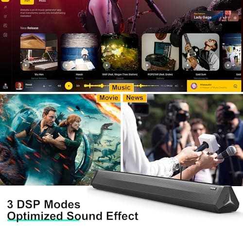 Passau Sound Bar 35 Inch Soundbar for Smart TV Speaker with Bluetooth 5.3 Opt/USB/AUX Connectivity, LED Display, 3 DSP Mode TV Sound Bars for Home Theater Audio PC Gaming Projector 7