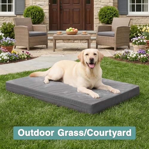 Vonabem Waterproof Outdoor Dog Bed Large Medium Sized Dogs, Washable Crate Pad 35 inch, Foam Orthopedic Pet Beds with Removable Cover,Durable Anti-Slip Kennel Pads 35"x22", Gray 5