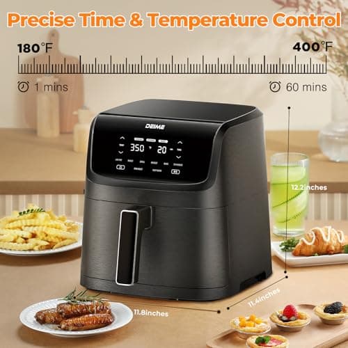 DEIME Air Fryer 7.2 QT 1700W Oilless Oven Healthy Cooker Air Fryers Large Capacity with 8 Presets, LCD Touch Screen, Customerizable Cooking, Non-Stick Basket (Black) 6