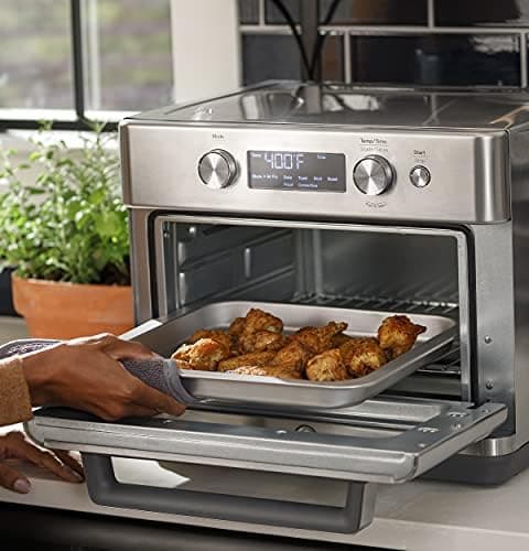 GE Digital Air Fryer Toaster Oven + Accessory Set | Convection Toaster with 8 Cook Modes | Large Capacity Oven - Fits 12" Pizza | Countertop Kitchen Essentials | Stainless Steel 10