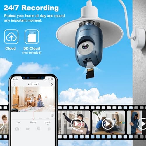 AlkiVision 2K Light Bulb Security Cameras, 2.4GHz-1pcs, White 8