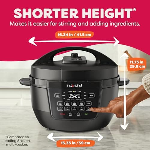Instant Pot 7.5QT RIO Wide, 7-in-1 Electric Multi-Cooker, Pressure Cooker, Slow Cook, Rice, Steamer, Sauté, Yogurt & Warmer, Wide Base, Large Searing Base, WhisperQuiet Steam Release 5