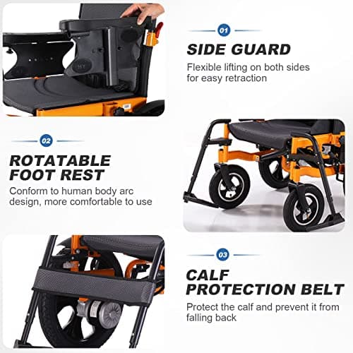 3In1 Lightweight Folding Electric Wheelchair for Adults with 20in Seat, All Terrain Power Wheelchairs for Seniors Support 300lbs 7