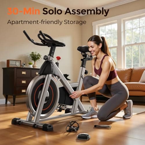 YOSUDA Exercise Bike, Brake Pad Stationary Bike for Home with Exclusive App, Magnetic Indoor Cycling Bike with 300 lb Weight Capacity, Low Noise, Tablet Holder and Fitness Courses for Weight Loss - Magnetic-Black 8