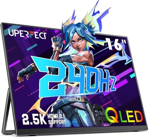 UPERFECT 2.5K 240Hz QLED Portable Monitor, 16" 2560x1600 QHD 100% DCI-P3 400 Nits Portable Gaming Monitor w/Stand & VESA, Adaptive Sync HDMI 2.1 External Screen for Laptop PC Phone Game Console