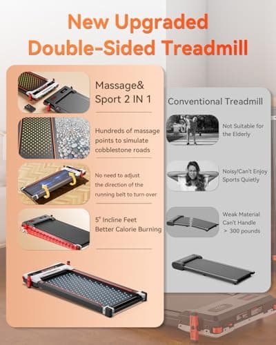 Walking Pad Treadmill, Anylife Incline Walking Pads Under Desk 330lb Capacity, 2.5HP Portable Treadmills for Home, Compact Treadmill Small Running Pad with LED Display, Remote Control, White Black 8
