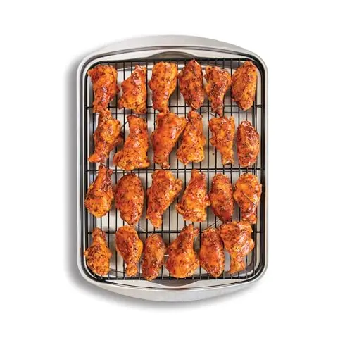 Nordic Ware Oven Crisp Baking Tray 2pc Set Includes Pan and Rack; Natural Aluminum For Air Frying, Crisping, Broiling, Baking; Cooking Surface 17 x 12 Inches