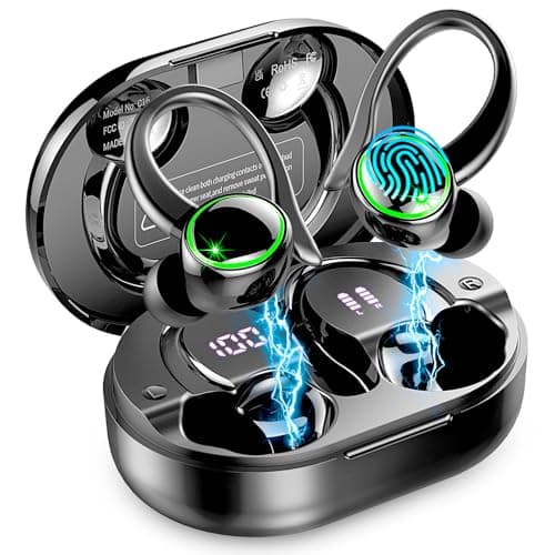 Matast Wireless Earbuds, Bluetooth 5.4 Headphones Sports, 50H Playback Over-Ear Buds with 5 ENC Noise Cancelling Mic, Deep Bass Fitness Earphones, IP7 Waterproof Headset with Earhook Workout