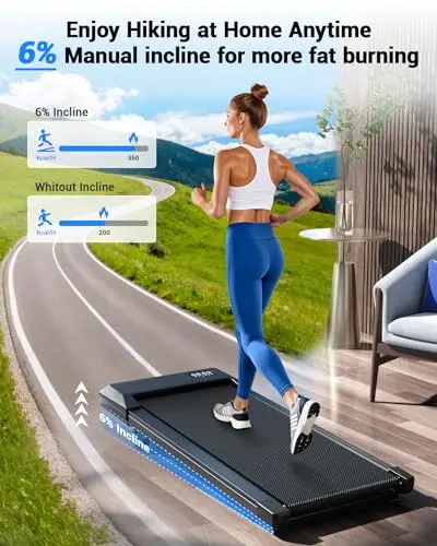 DeerRun Under Desk Walking Pad Treadmill for Home & Office, 6% Manual Incline, 0.6–3.8 MPH Walking Speed, 300 lb Capacity, App & Remote Control 5