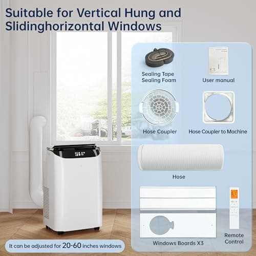 Humhold 14000 BTU Portable Air Conditioners with Remote Control, 3-in-1 Free Standing Cooling AC Unit with Fan & Dehumidifier, Cools Room up to 700 sq.ft, Smart/Sleep Mode,3 Speed,Auto Swing,24H Timer 9