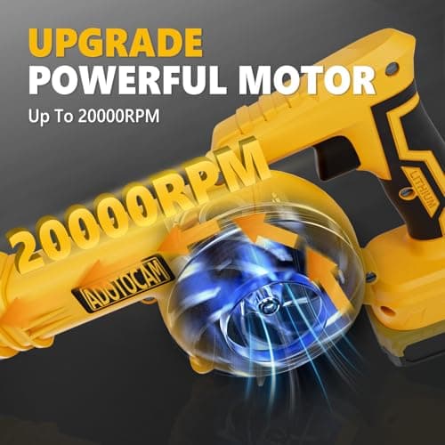 ADOTOCAM Cordless Leaf Blower for Dewalt 20V Max Battery(Not Battery), 130 MPH Electric Leaf Blower, Variable Speed Battery Powered Leaf Blowers for Yard Lawn Care/Snow Blowing, Yellow-3, JR-CYJ-02 5