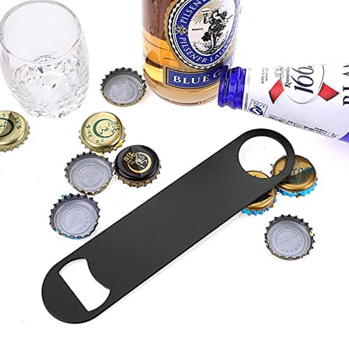KTOJOY 4 PACK Stainless Steel Flat Bottle Opener, Beer Bottle Opener, 7inch, with Exquisite Packaging, for Kitchen, Bar or Restaurant, Black, 6
