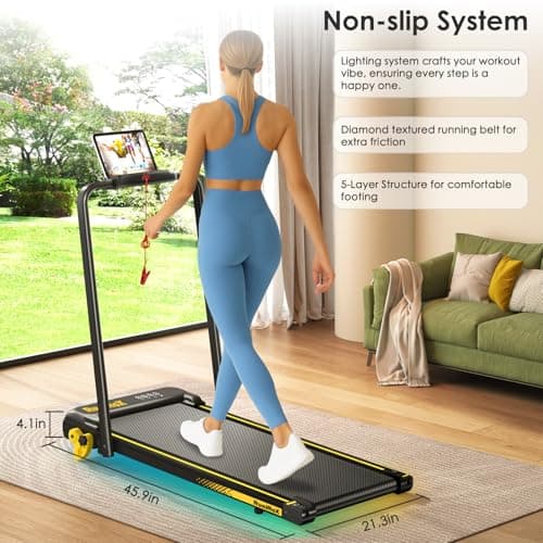 RuniRoX Walking Pad Treadmill with Incline, 3 in 1 Portable with Handle Bar and Lights, Under Desk for Home Office, with LED Display and APP 5