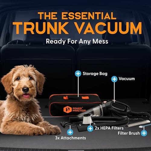 THISWORX Car Vacuum Cleaner - Portable, High Power, Handheld Vacuums w/ 3 Attachments, 16 Ft Cord & Bag - 12v, Auto Accessories Kit for Interior Detailing - Black 7