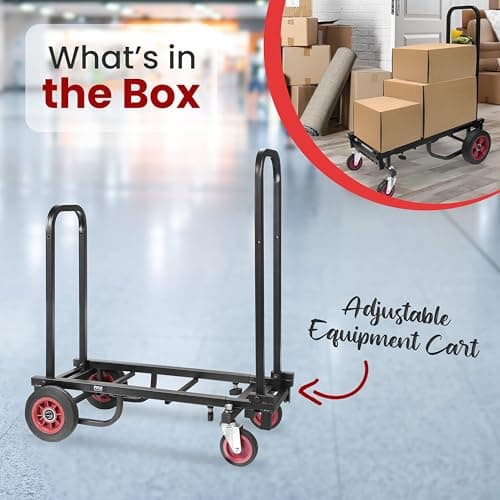 Pyle Compact Folding Adjustable Equipment Dolly - Heavy Duty 8-in-1 Convertible Cart Hand Truck/Dolly/Platform Cart with R-Trac Wheels - Expandable Up to 25.24" to 40.24" - 200 LBS MAX Load Capacity 7