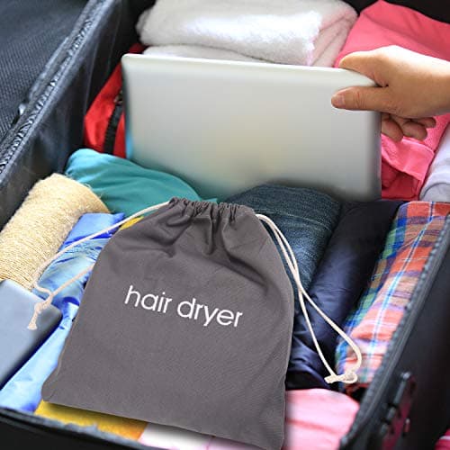 Senkary Hair Dryer Bags Drawstring Hairdryer Travel Bag Cotton Hair Dryer Storage Bag, 11.8 Inch by 13.8 Inch (Dark Gray) 7